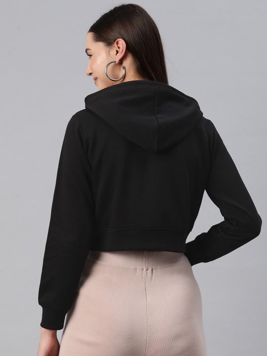 Women Hooded Cropped Fleece Zipper – Warm Cropped Fleece Zip-Up Hoodie for Pakistan | DENIMS