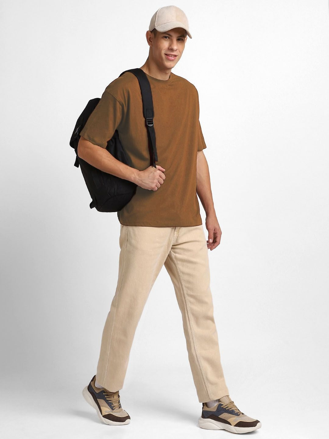 Round Neck Drop-Shoulder Oversized Cotton T-Shirt for Men in Pakistan | DENIMS