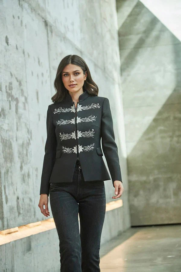 Ace Silver Embroidered Black Blazer