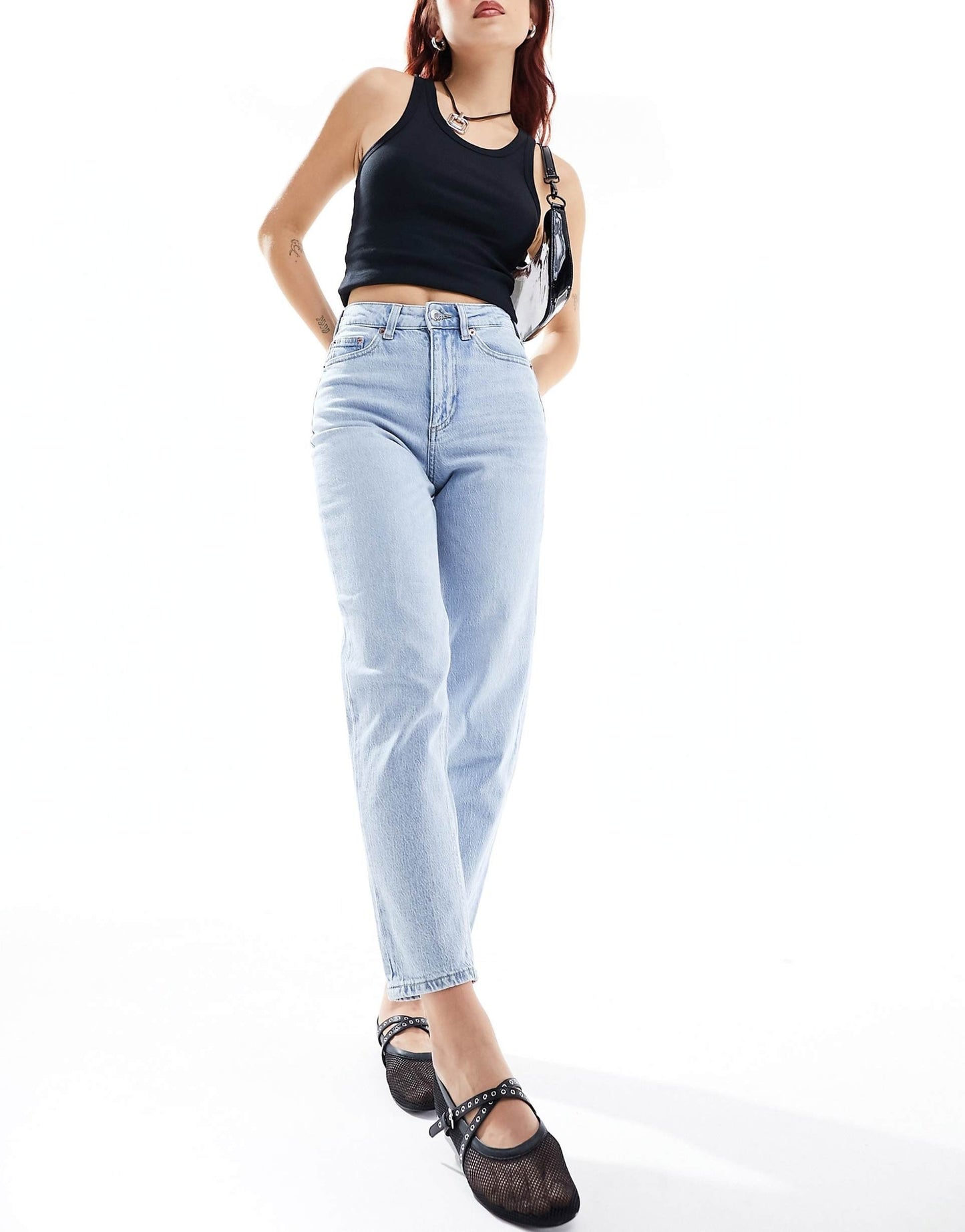 Women’s Mom Jeans in Light Blue Denim – High Waist Relaxed Fit Jeans for Effortless Everyday Style in Pakistan | DENIMS