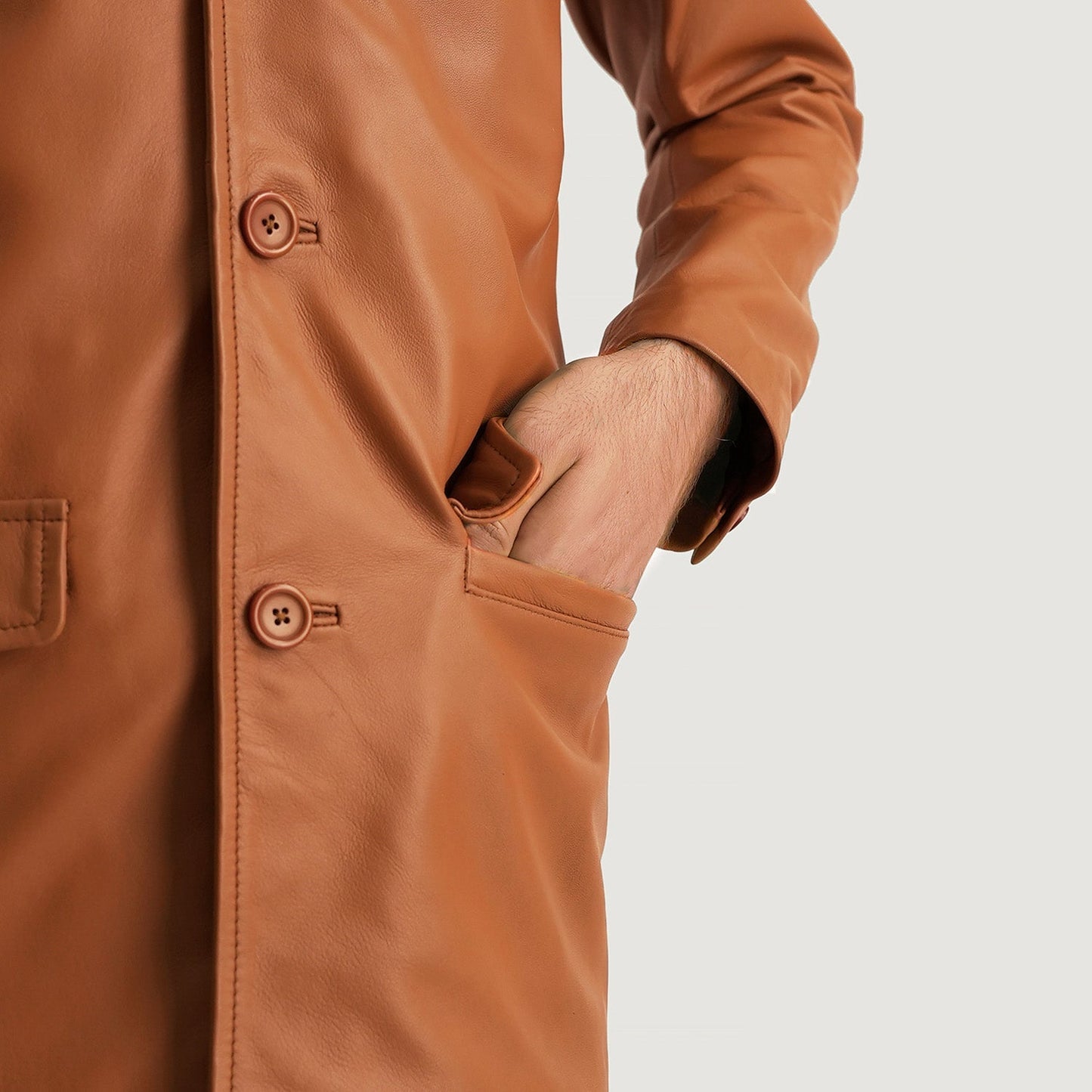 Men's Tan Brown Genuine Leather Blazer