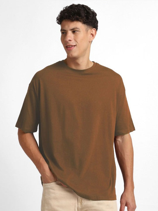 Round Neck Drop-Shoulder Oversized Cotton T-Shirt for Men in Pakistan | DENIMS