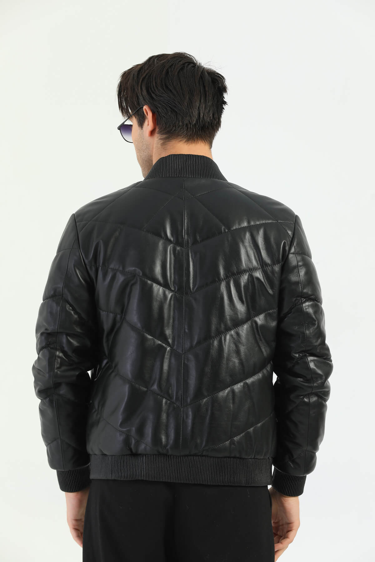 Ace Taranto Black Leather Bomber Jacket