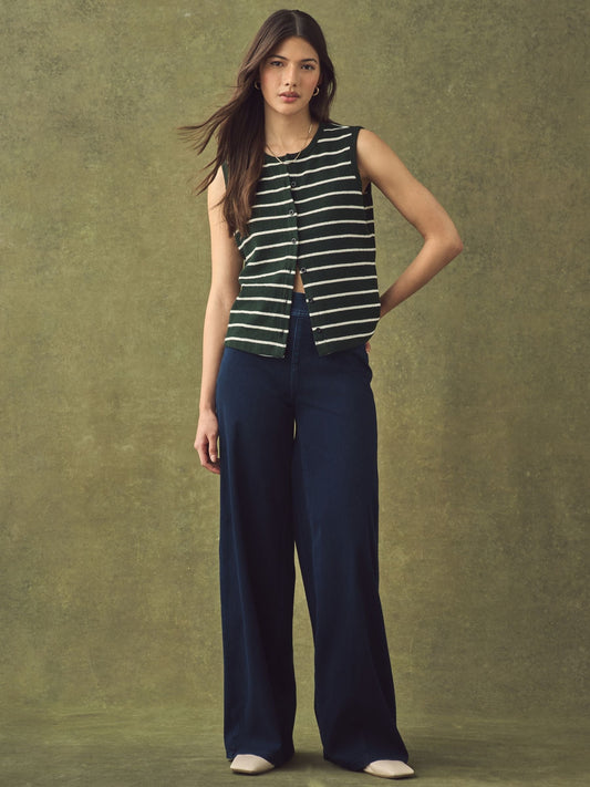 Women River Island Blue High Waisted Pocket Front Wide Leg Jeans – Stylish Denim Pants for Pakistan