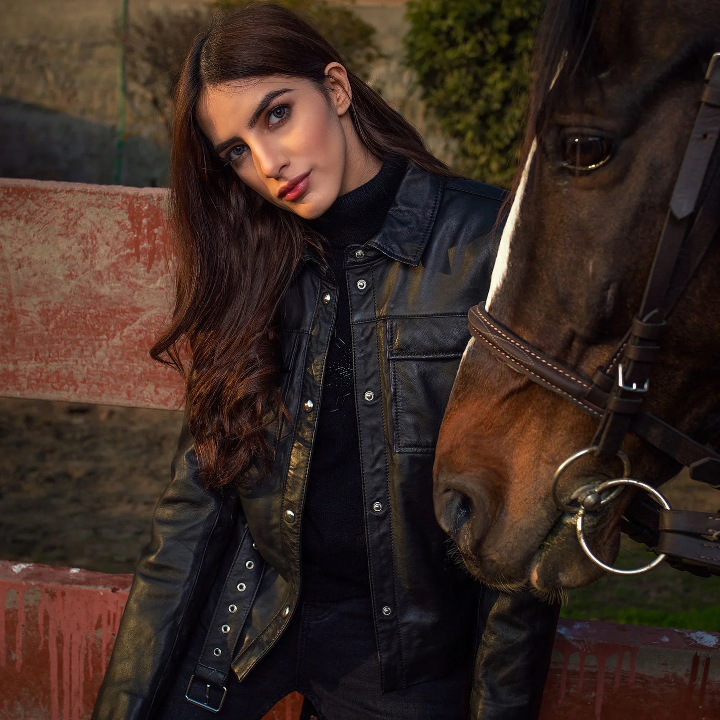 Black Women Leather Shirt