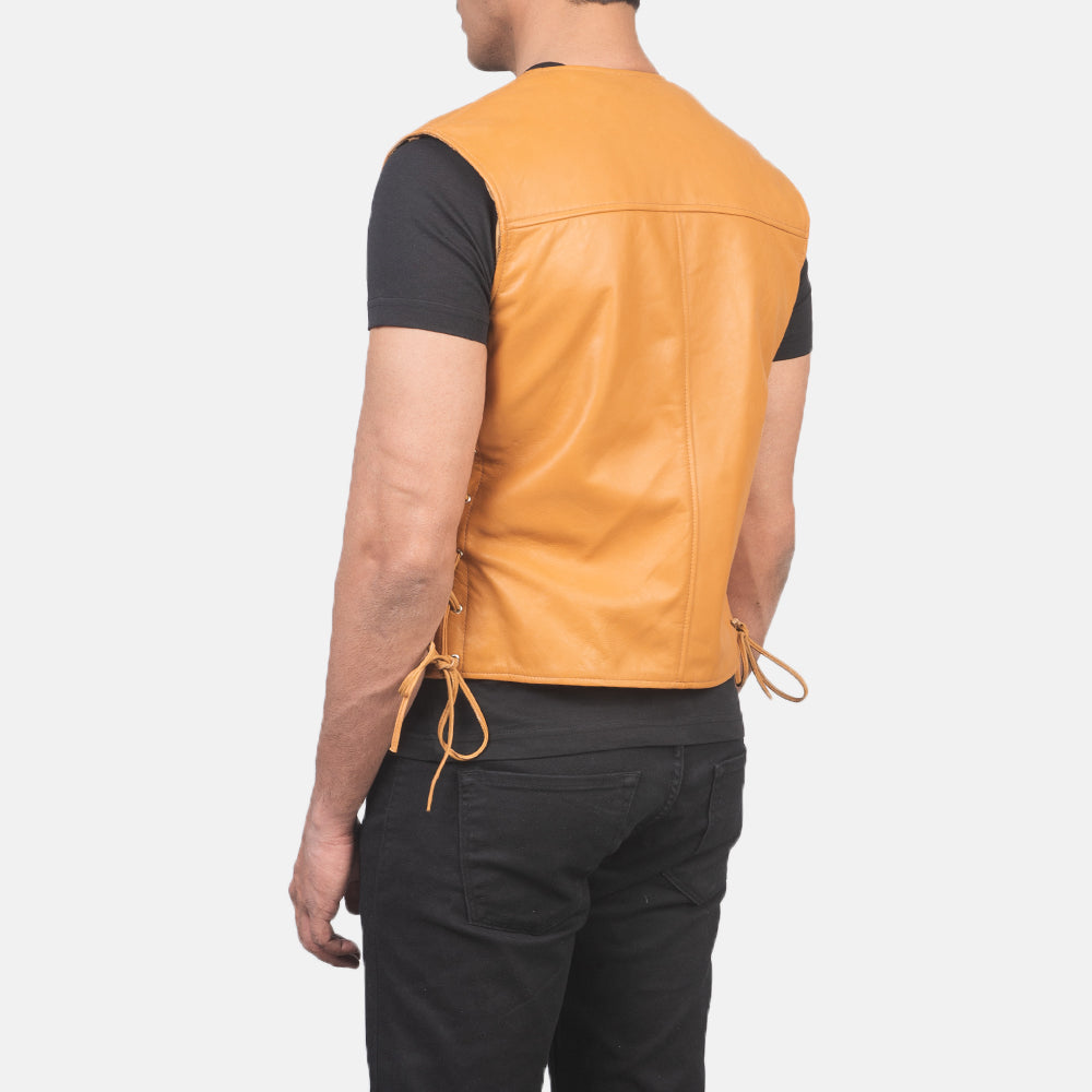 Tan Brown Genuine Leather Vest