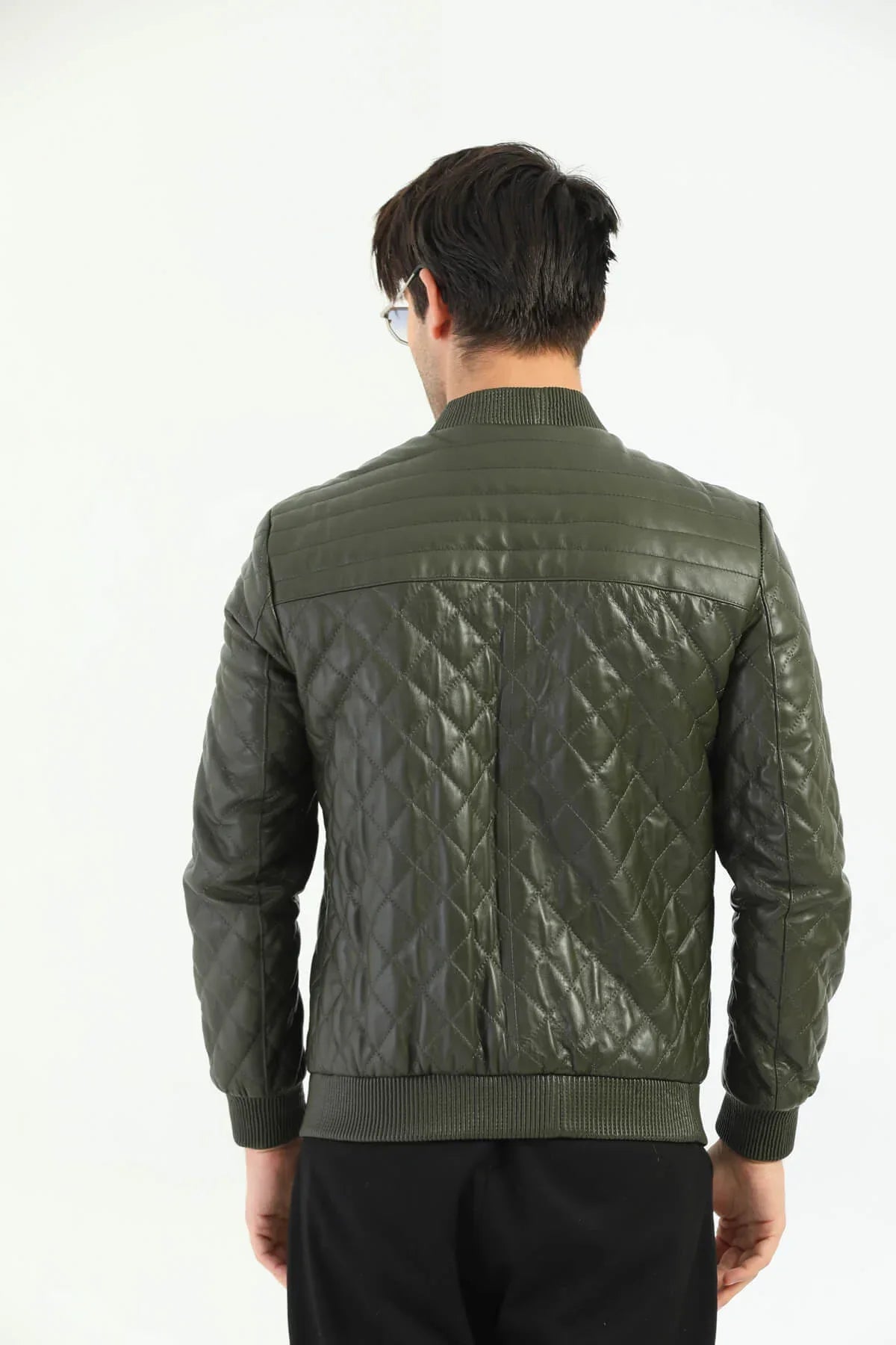Como Green Patterned Leather Jacket
