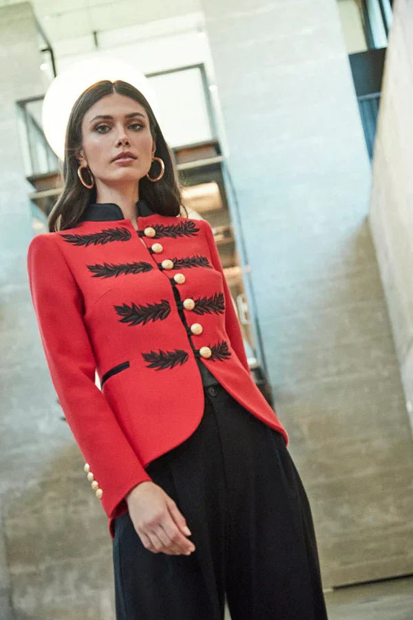 Ace Black Red Military Women Blazer