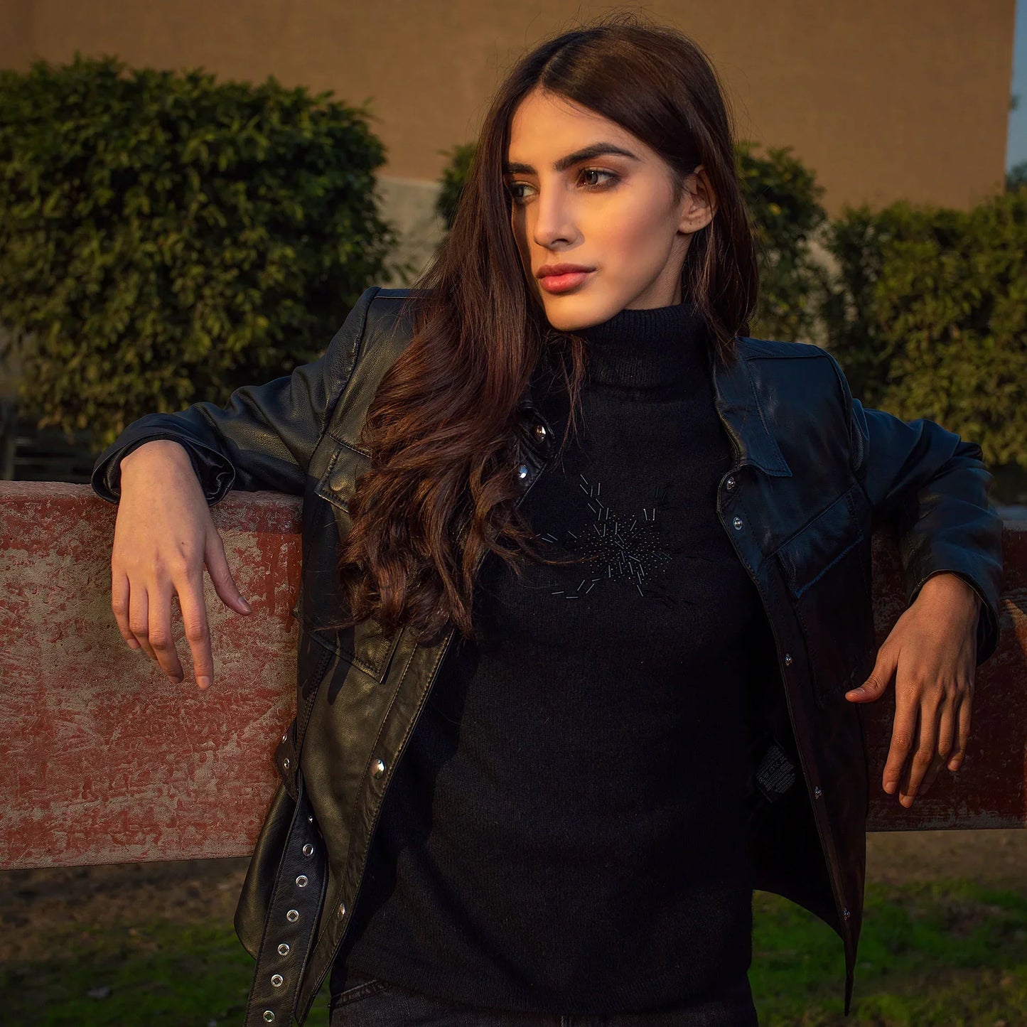 Black Women Leather Shirt