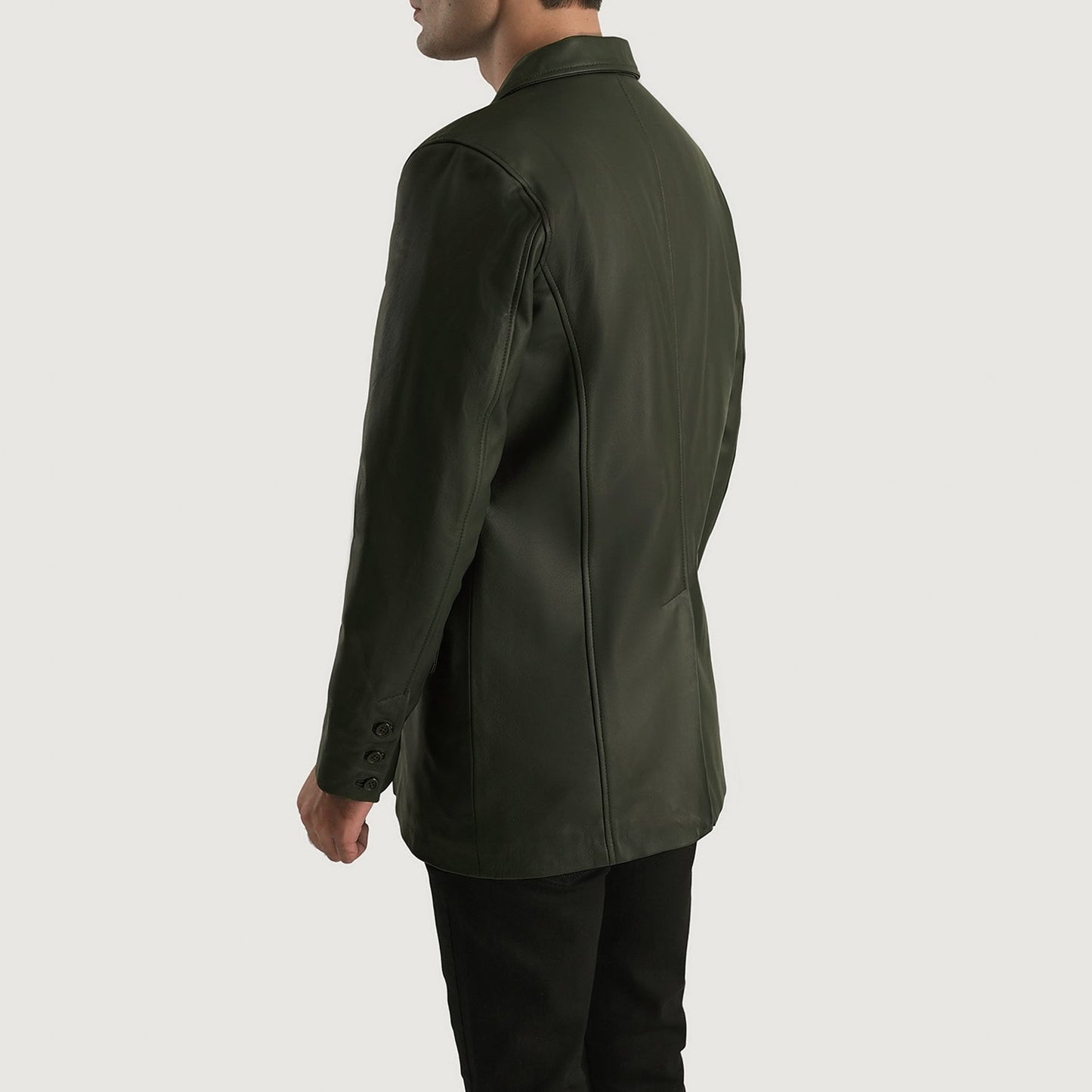 Men's Green Genuine Leather Blazer