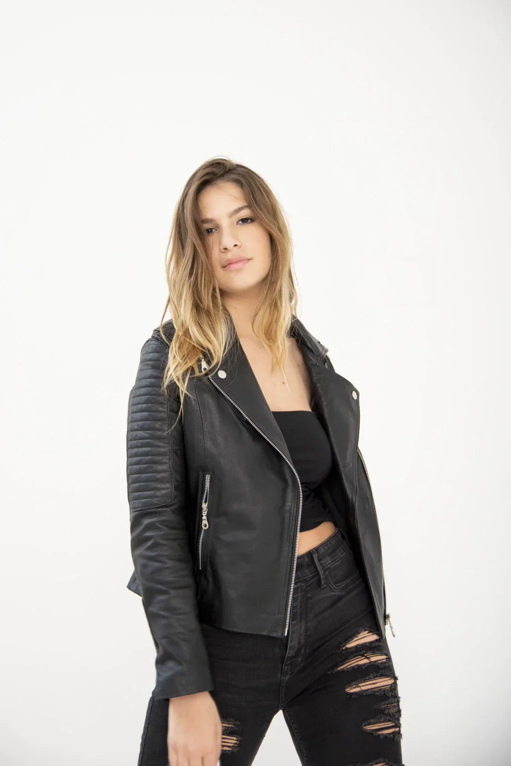 Black British Biker Leather Jacket