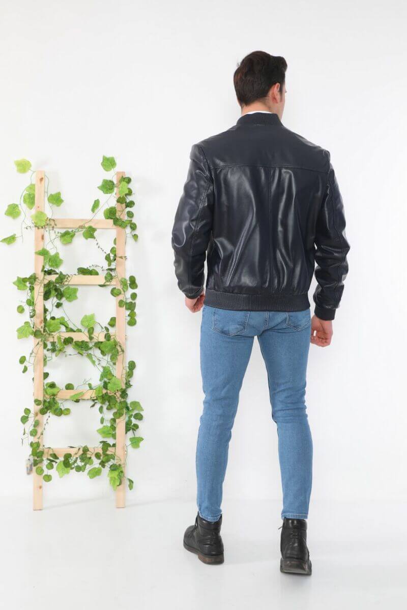 Sebastian Black Leather Bomber Jacket