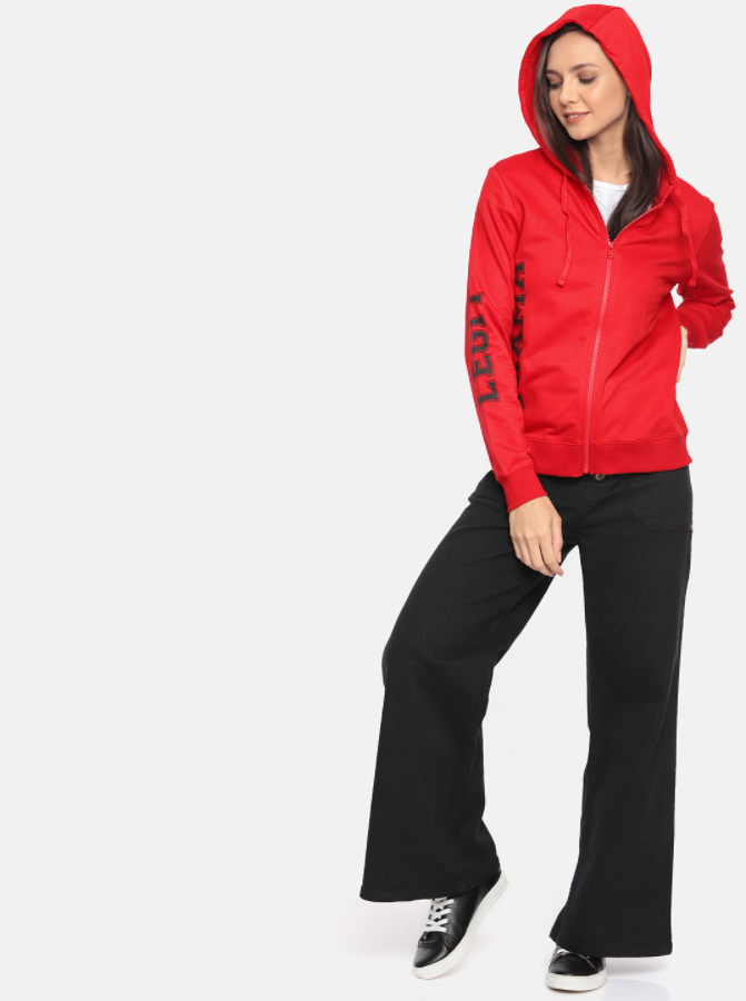 HB INDUSTRIES Drama Women Red Solid Hooded Sweatshirt