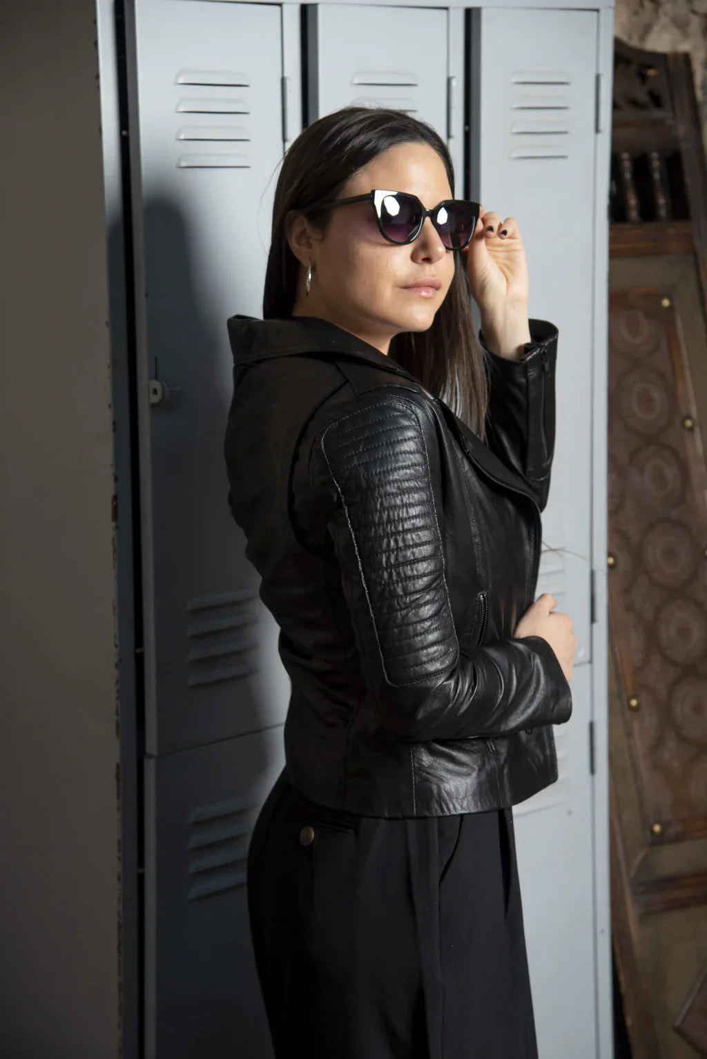 Full Black British Biker Leather Jacket