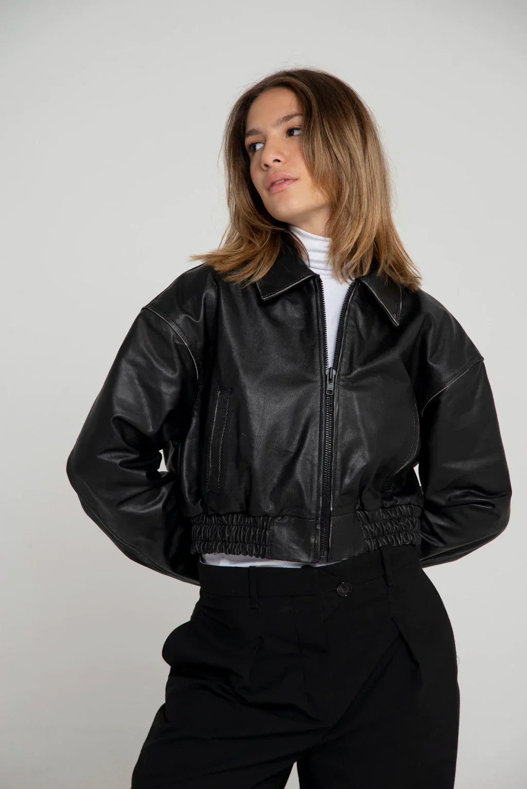 Florence Black Worn Biker Leather Jacket