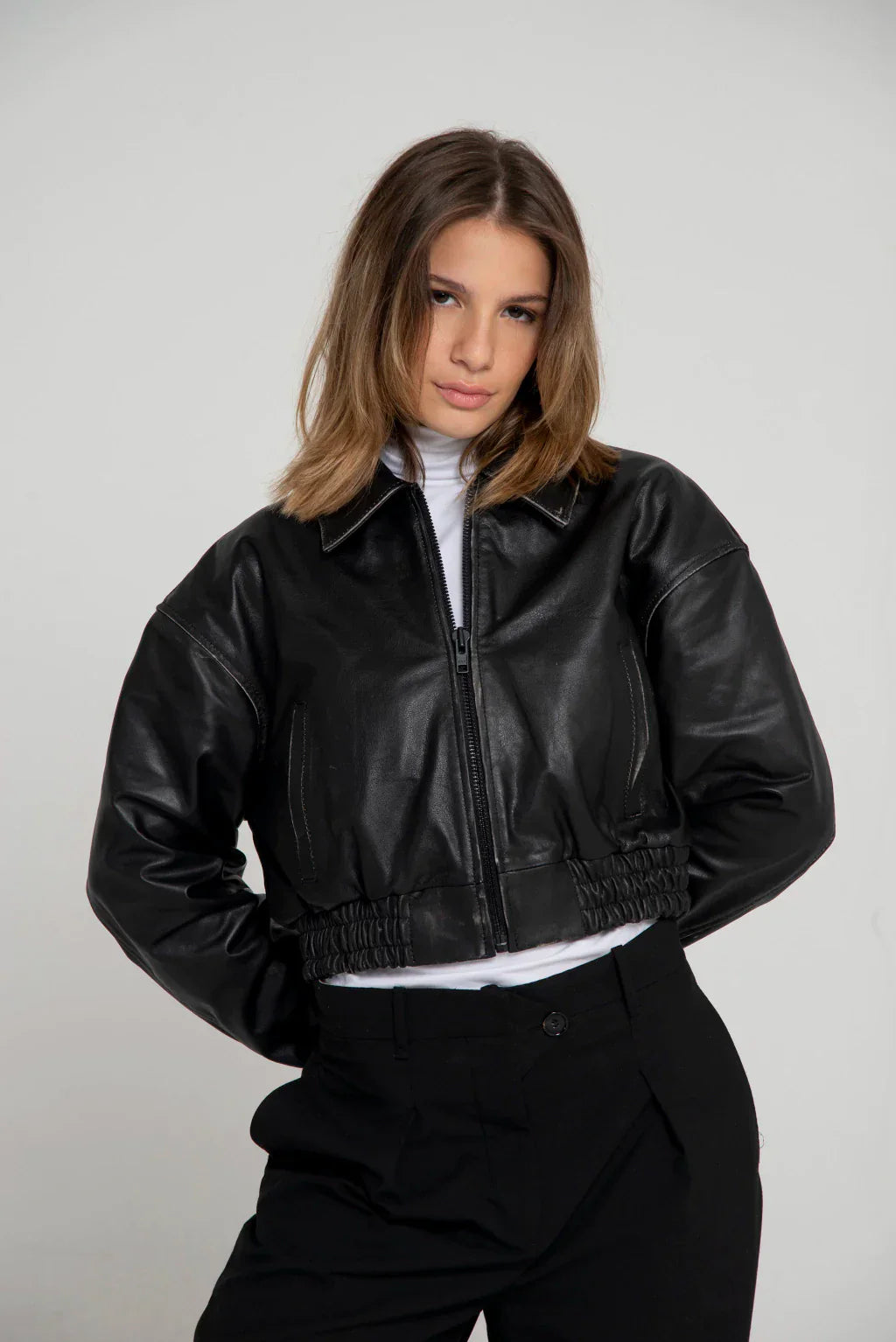 Florence Black Worn Biker Leather Jacket