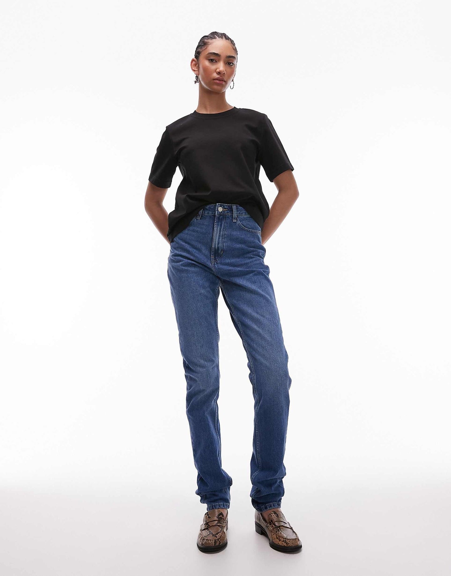 Mom High Rise Jeans in Mid Blue – Flattering Fit & Everyday Comfort Denim for Pakistani Women | DENIMS