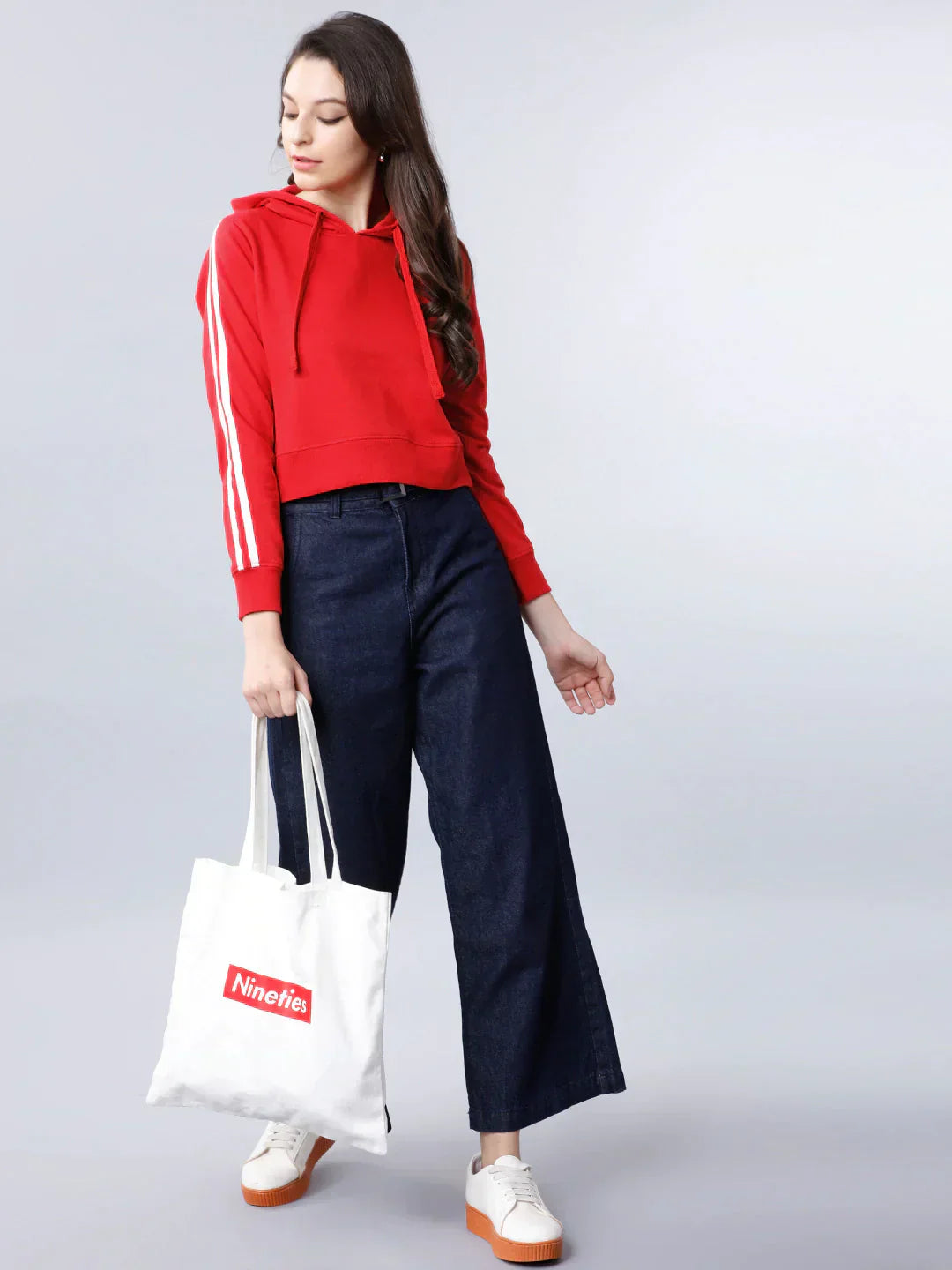 HB INDUSTRIES Stripes Style Womens Crop Hoodie