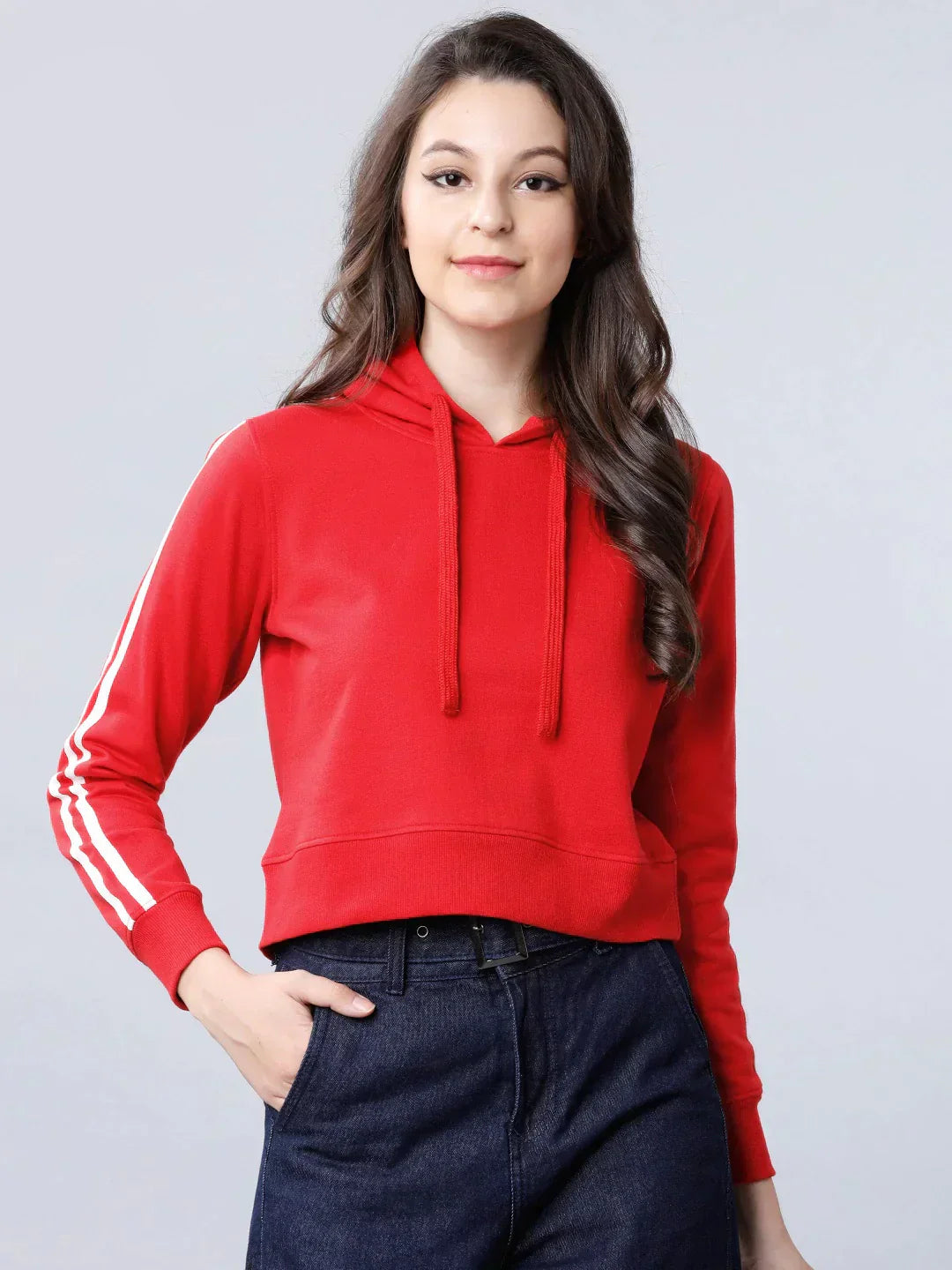 HB INDUSTRIES Stripes Style Womens Crop Hoodie