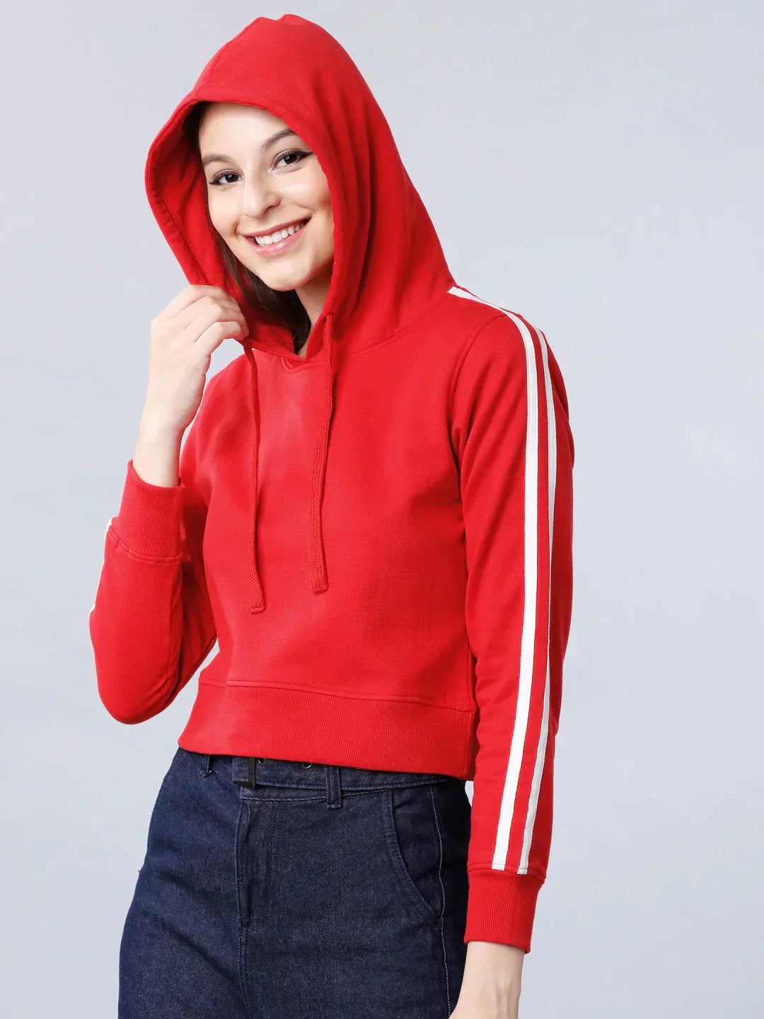 HB INDUSTRIES Stripes Style Womens Crop Hoodie