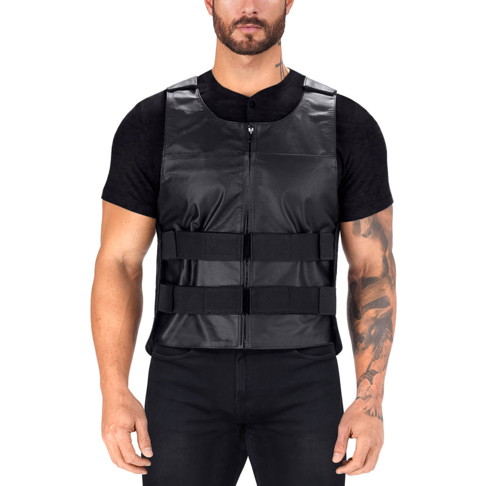 Ace Revolver Genuine Leather Motorcycle Vest for Men