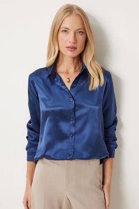Navy Blue Women’s Silk Shirt – Light & Flowing Luxury