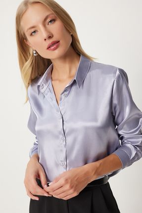 Grey Women’s Silk Shirt – Light & Flowing Elegance