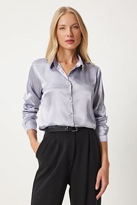 Grey Women’s Silk Shirt – Light & Flowing Elegance