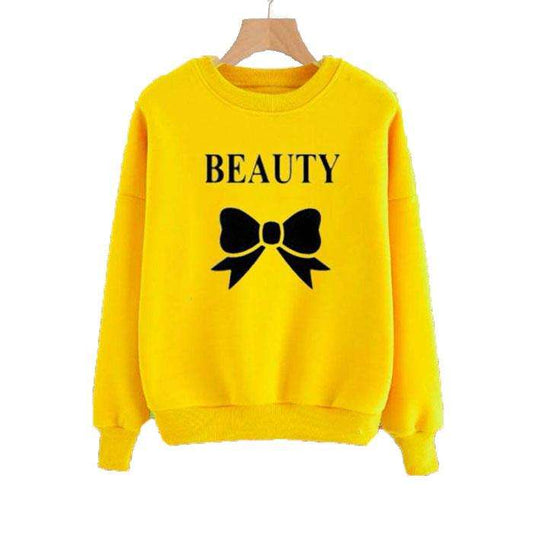 Yellow Beauty Printed Sweat Shirt For Women