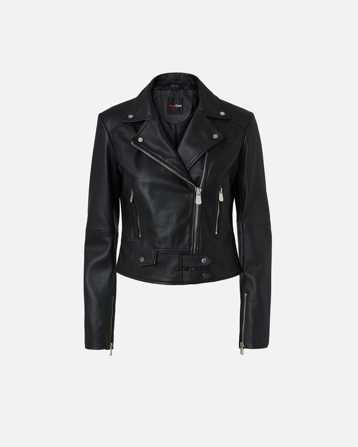 Cropped Leather Biker Jacket in Nappa