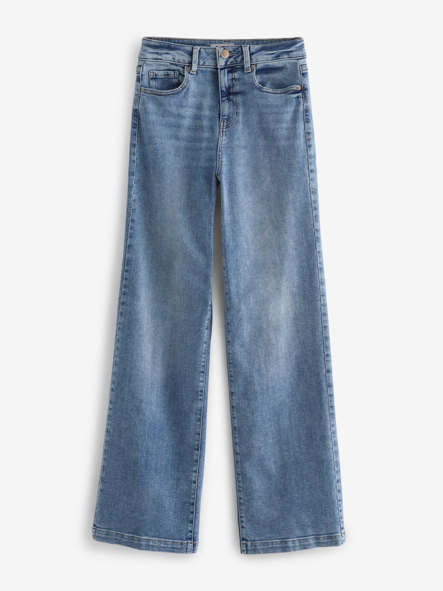 Women Mid Blue Wide Leg Jeans – Trendy High Waist Denim Pants for Women in Pakistan | DENIMS