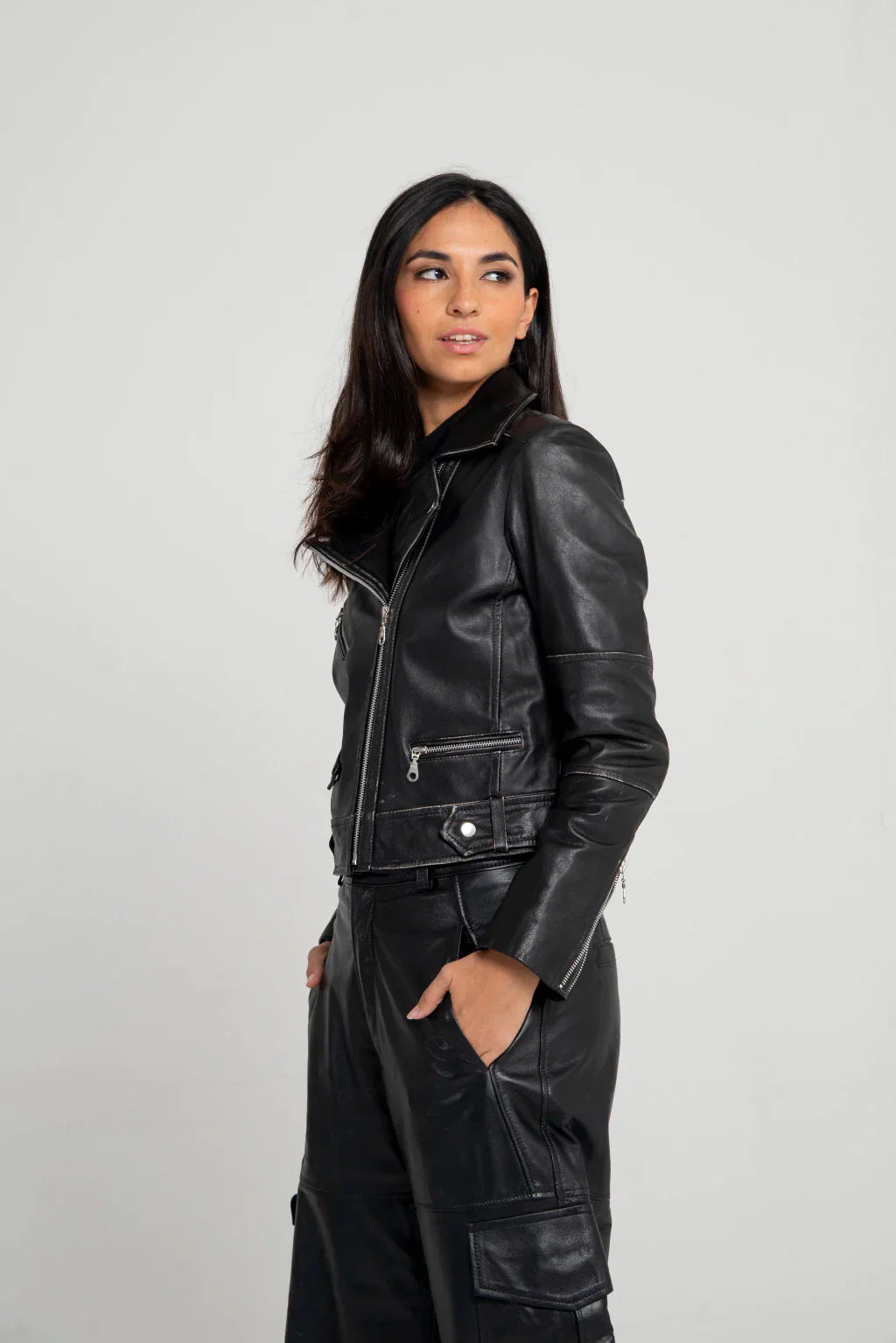 Rebel Black Women Biker Leather Jacket