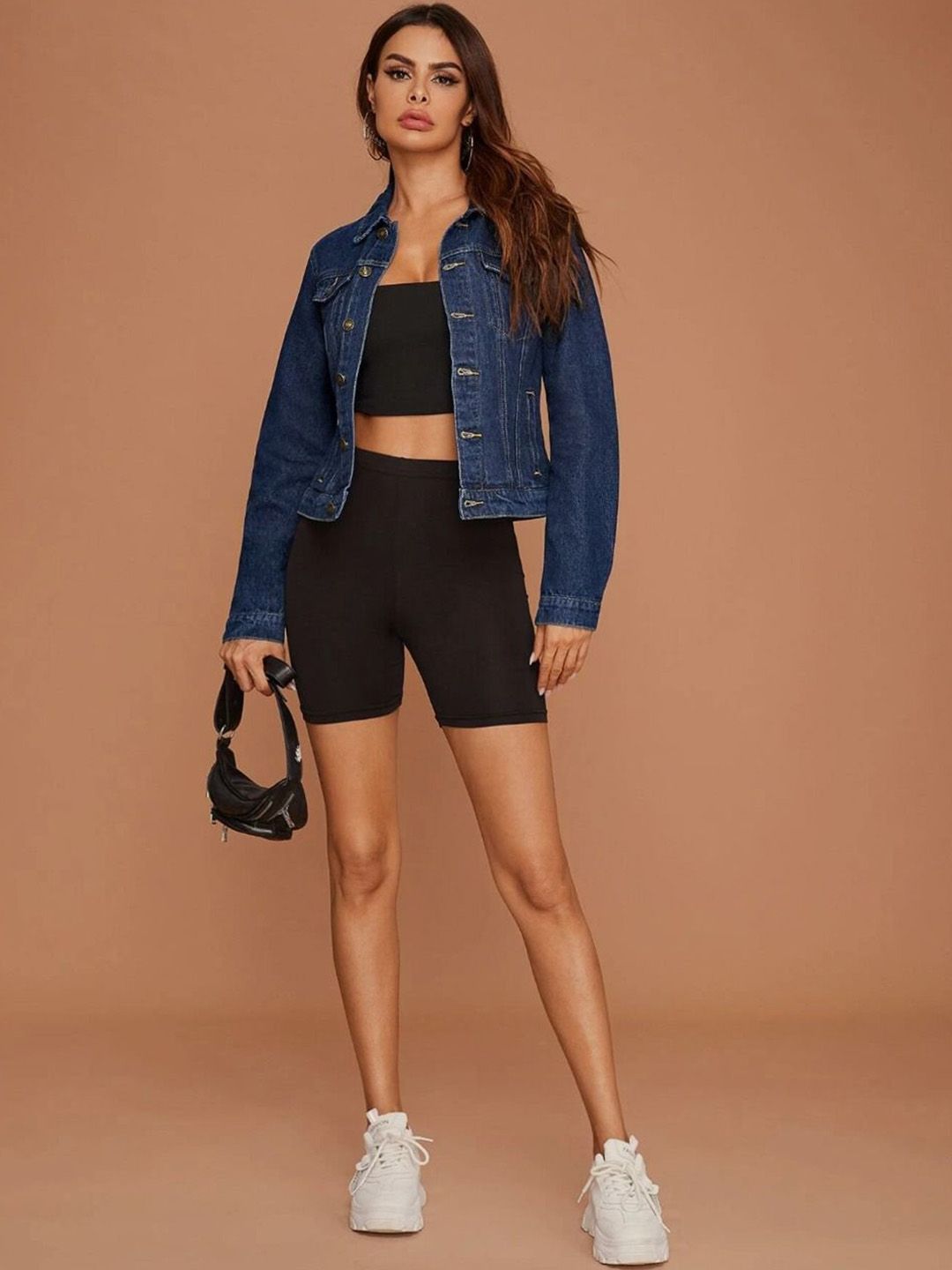 Women Washed Crop Denim Jacket