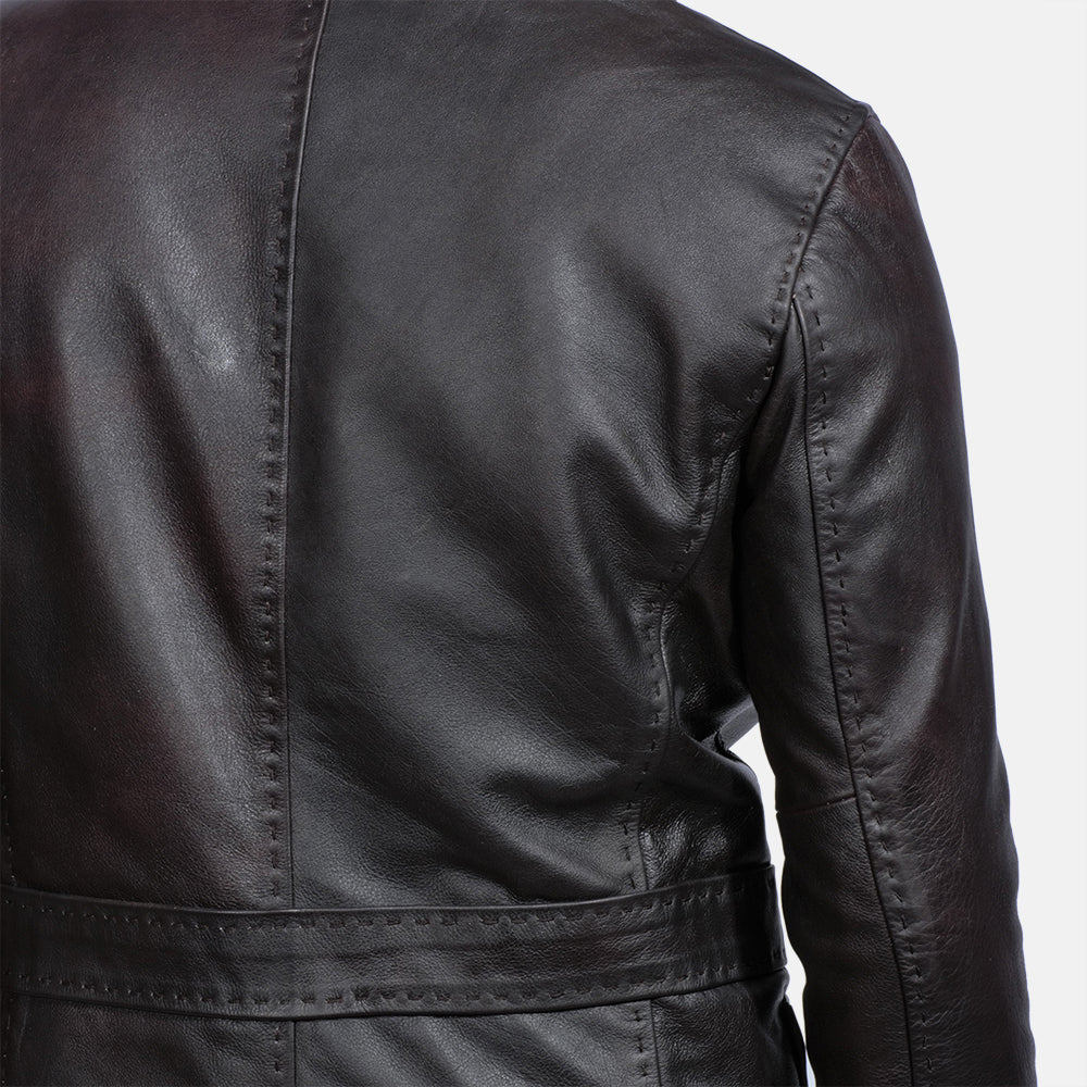 Ace Wine Black Leather Blazer