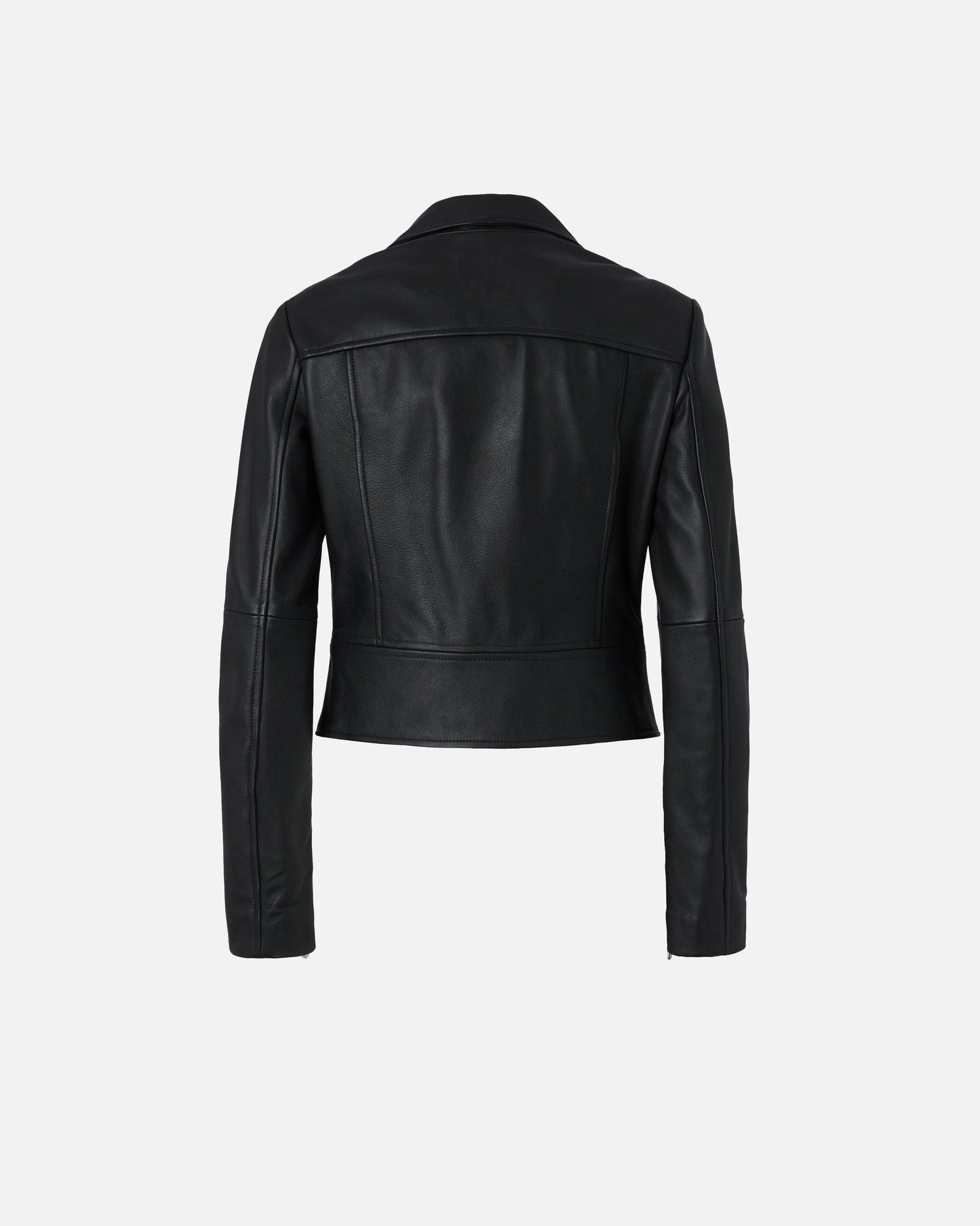 Cropped Leather Biker Jacket in Nappa