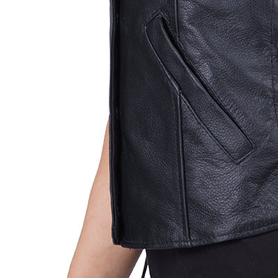 Ace Rowdy Black Leather Motorcycle Vest for Women