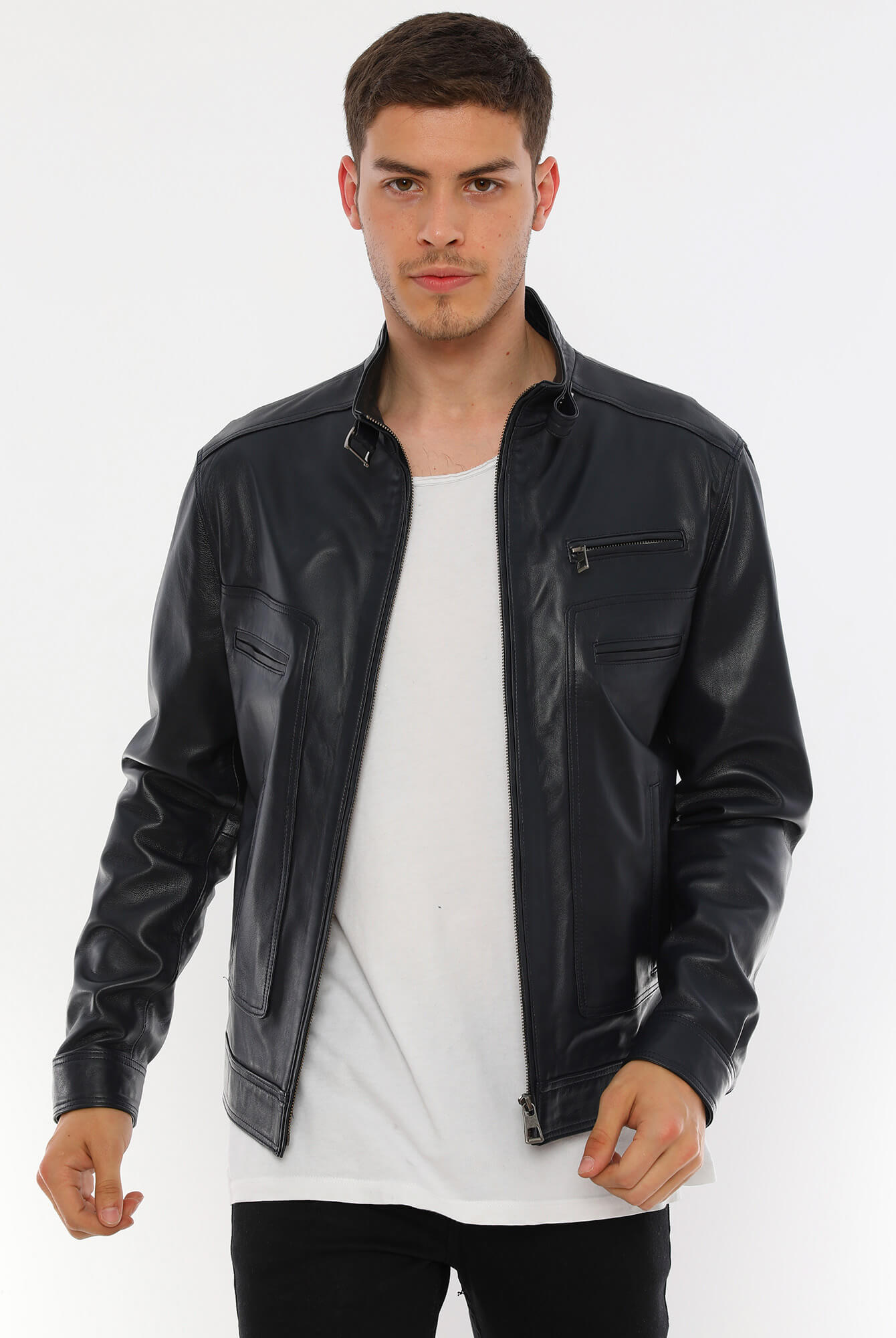 Pedro Black Leather Jacket For Men