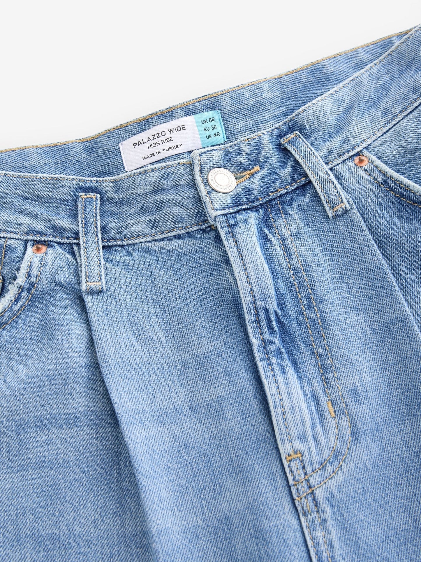 Women Mid Blue Palazzo Wide Leg 100% Cotton Jeans – Trendy Palazzo Denim for Pakistani Women | DENIMS