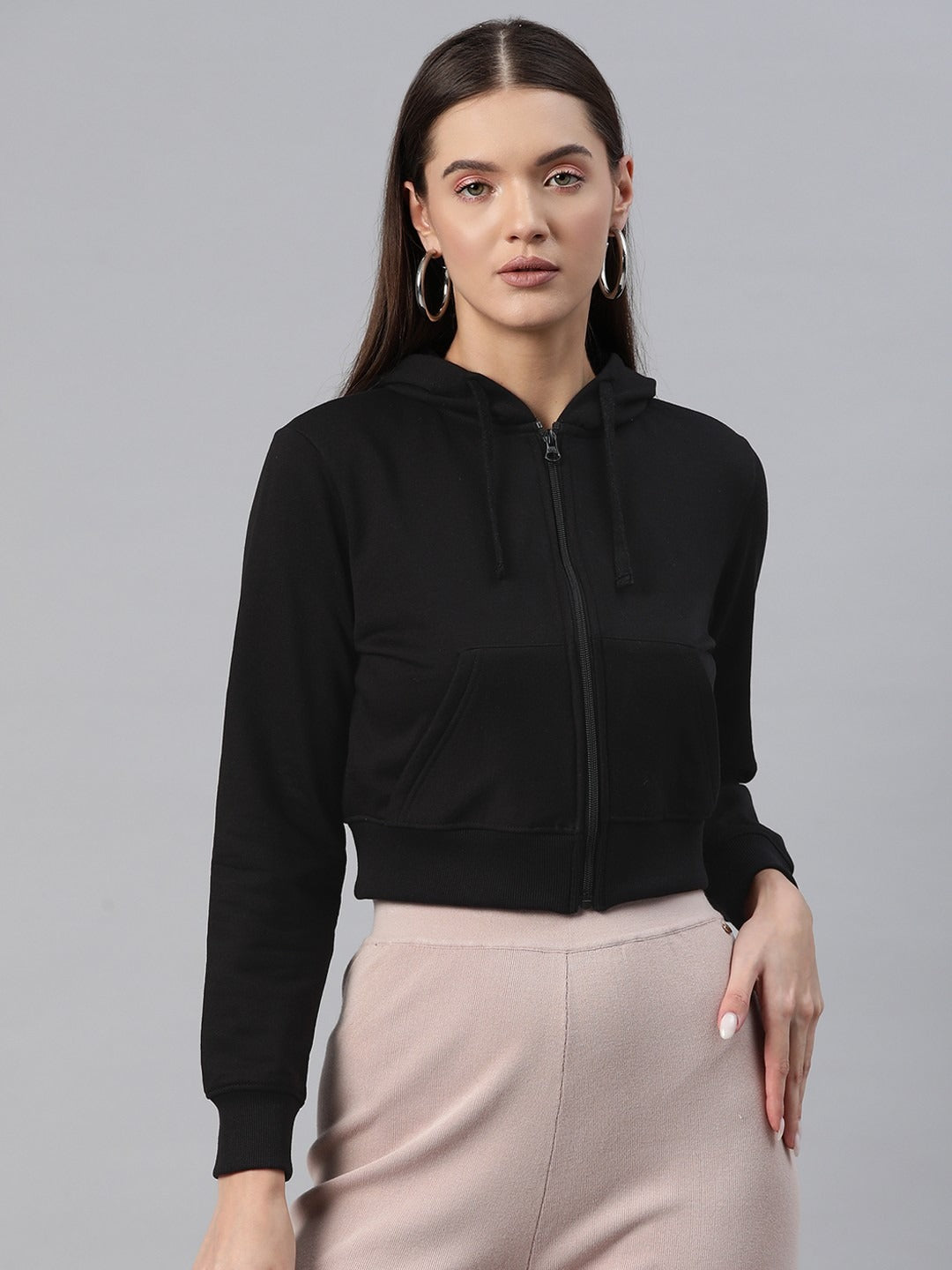 Women’s Hooded Cropped Fleece Hoodie — Cozy Crop Sweatshirt | DENIMS Pakistan