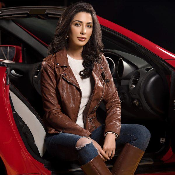 Cognac Women Genuine Leather Jacket