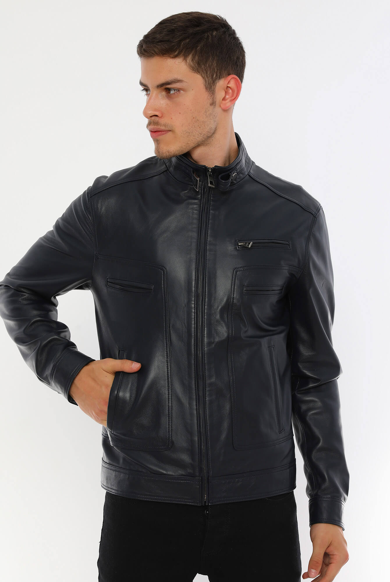 Pedro Black Leather Jacket For Men