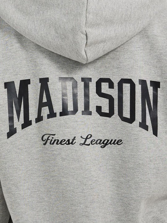 Women’s Longline Slogan Print Pullover Hoodie — Regular Fit with Kangaroo Pocket | DENIMS Pakistan