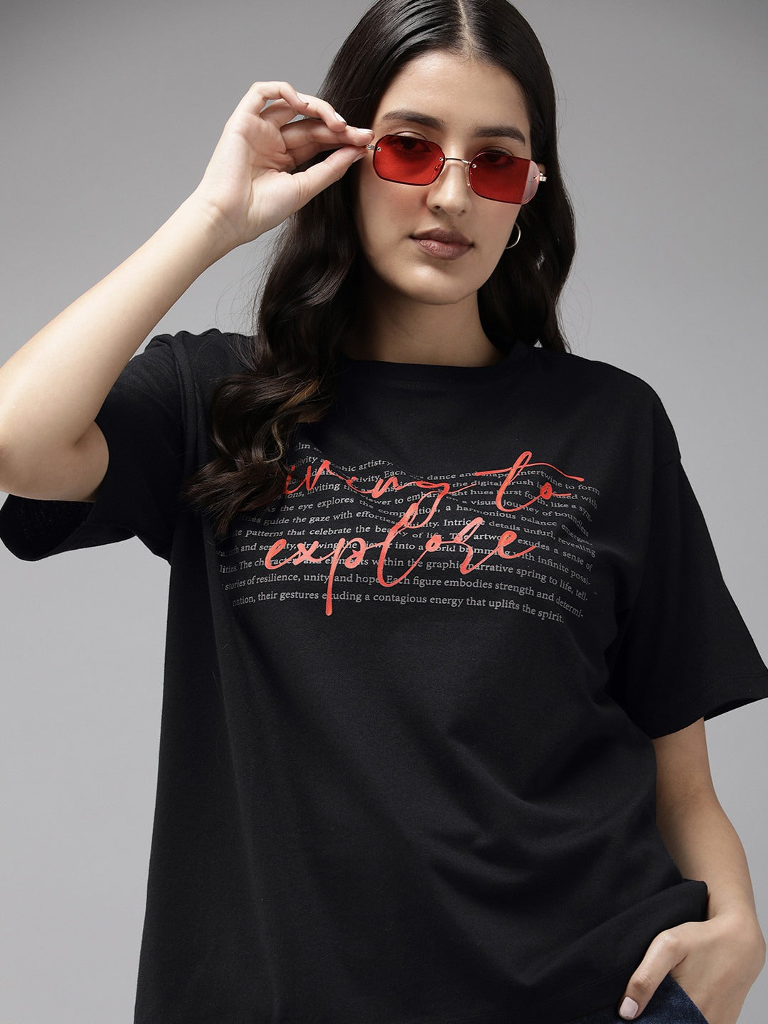 Women Graphic Printed Drop-Shoulder Bio Finish T-Shirt – Trendy Cotton Wear in Pakistan