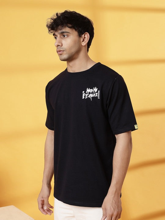 Unisex Typography Printed Round Neck Cotton Oversized T-Shirt – Trendy Streetwear in Pakistan | DENIMS