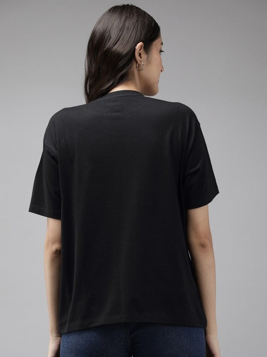 Women Graphic Printed Drop-Shoulder Bio Finish T-Shirt – Trendy Cotton Wear in Pakistan