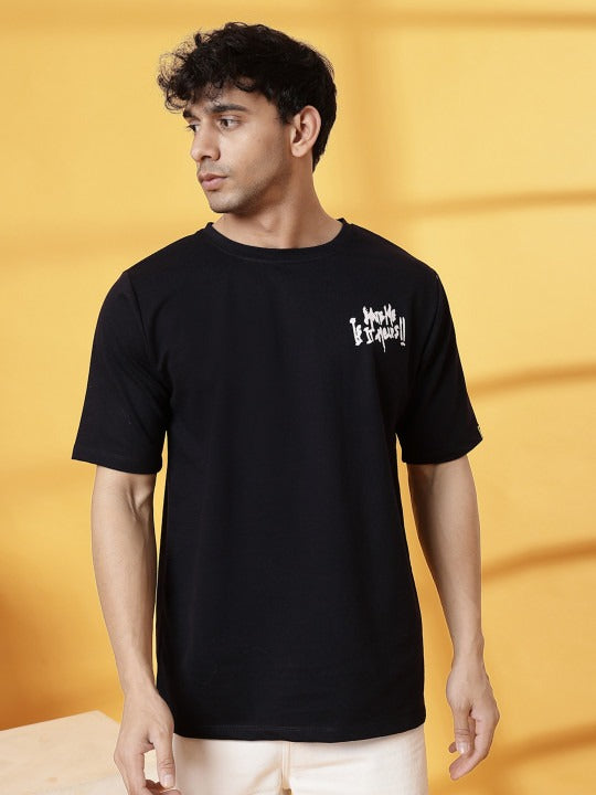 Unisex Typography Printed Round Neck Cotton Oversized T-Shirt – Trendy Streetwear in Pakistan | DENIMS