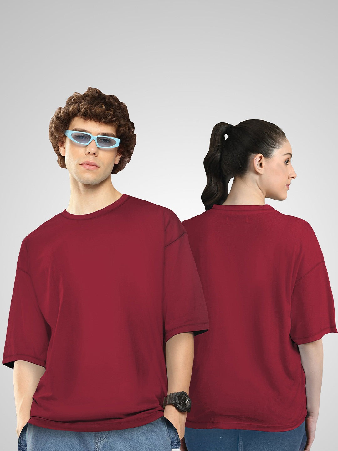 Unisex Twistform Twinny Zone Pack of 2 Solid Cotton Oversized T-Shirts – Trendy Streetwear in Pakistan | DENIMS