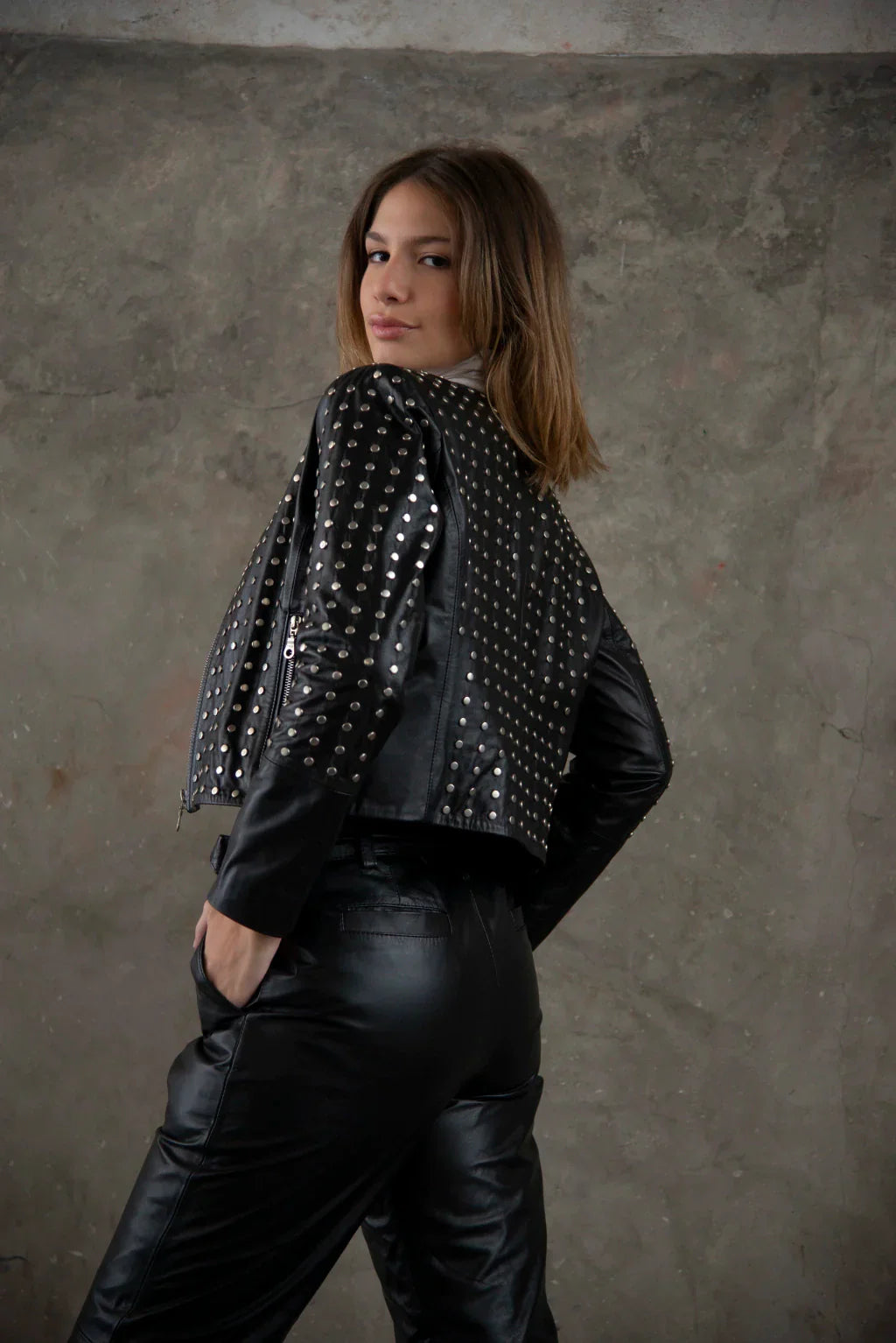 Black Julia Biker Leather Jacket