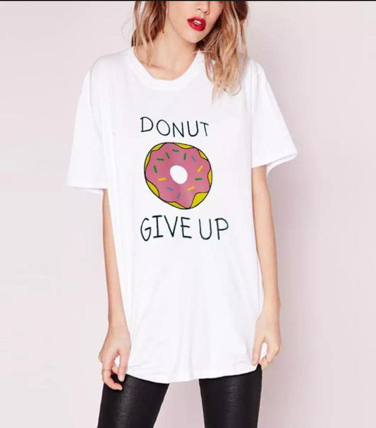 White Cotton Printed Tshirt For Women