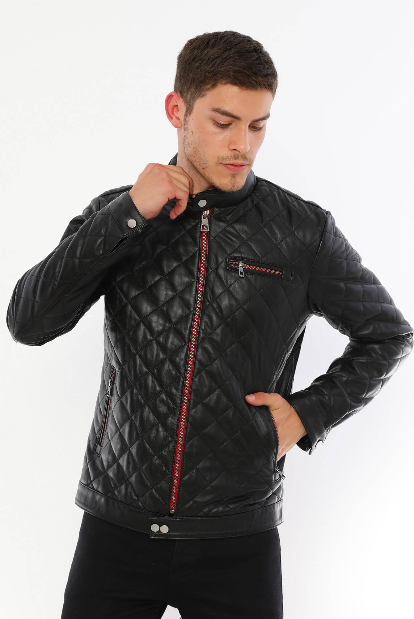Leonardo Black Genuine Leather Jacket